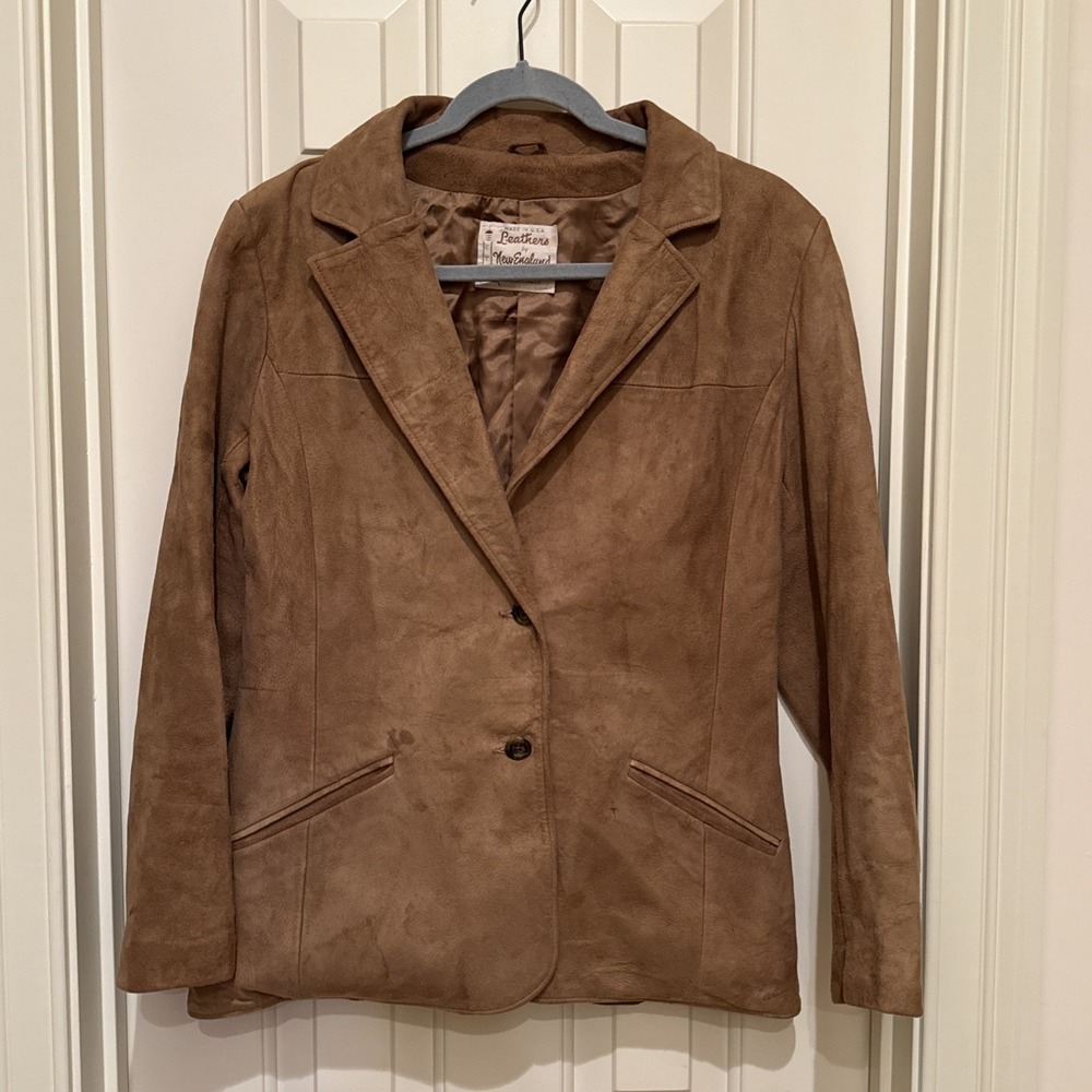 Leathers By New England Ladies Leather Suede Jacket Academic Blazer Classic L 12